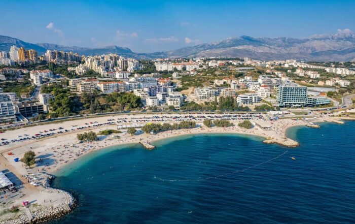 Popular beach in Split, Croatia.